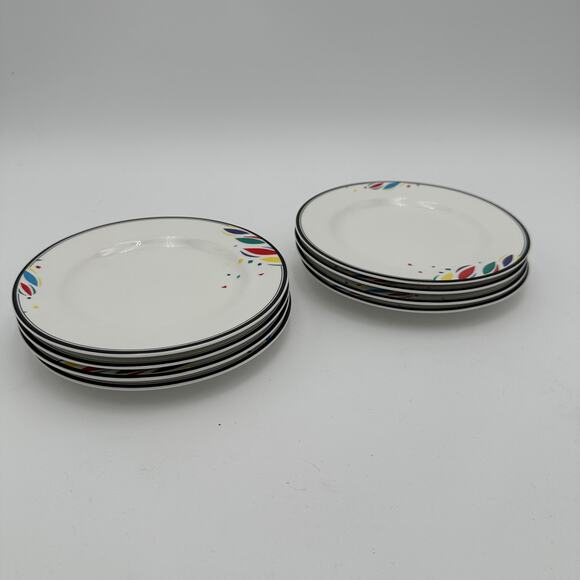 Vintage Bread Plates Mikasa Natures Pallet Postmodern 90s Geometric 6.5" Set/6 - Picture 2 of 7